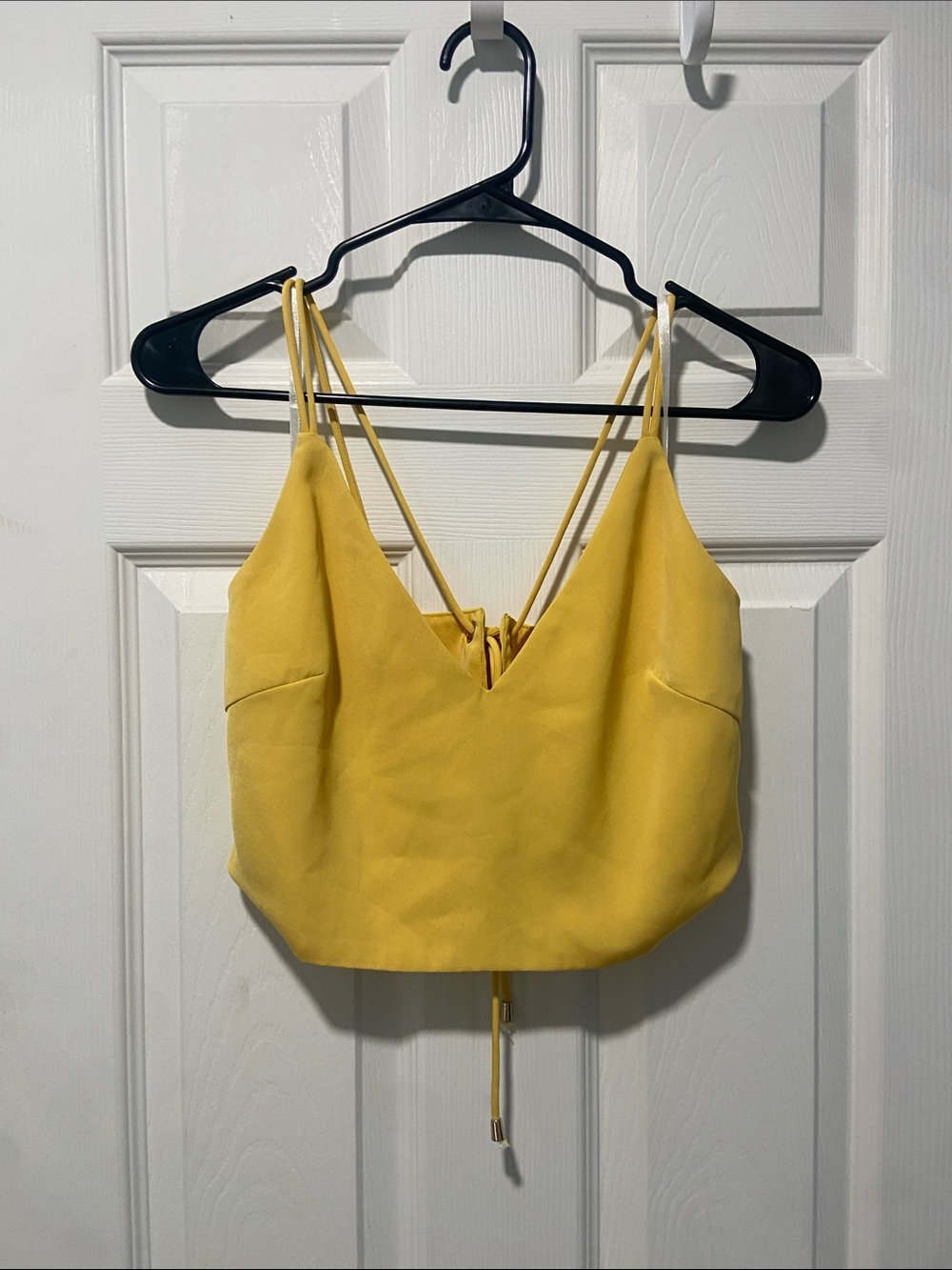 Yellow V-Neck Strappy Crop Top